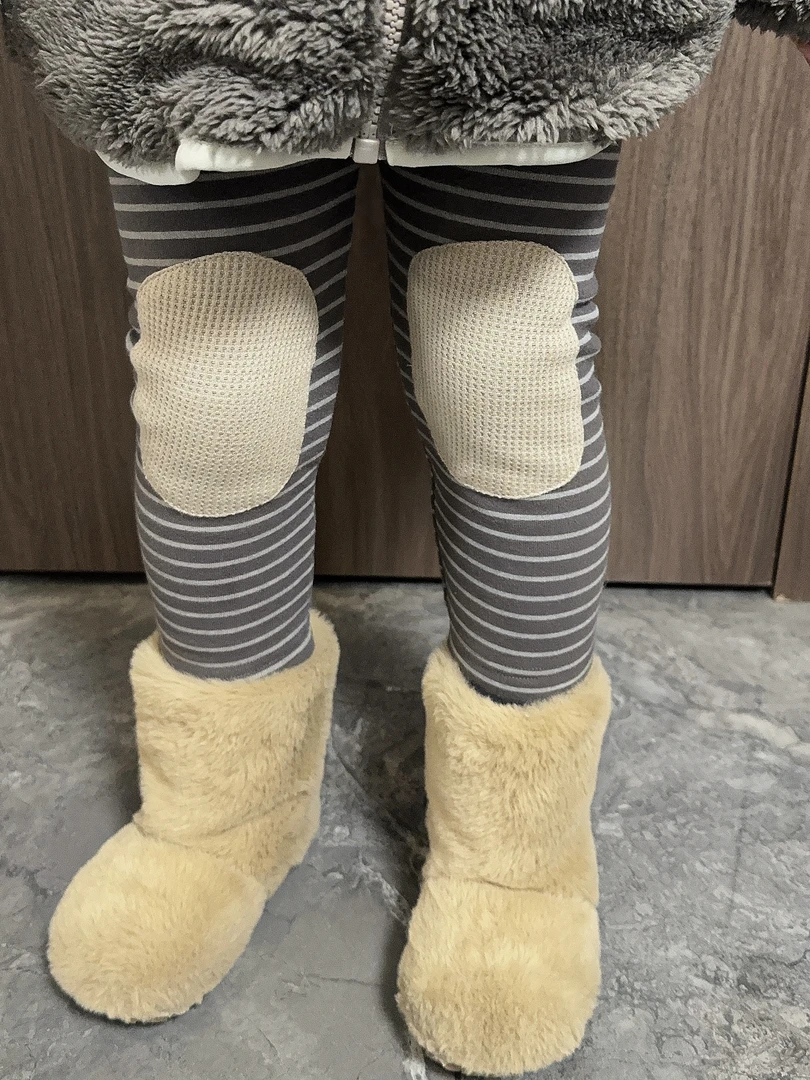 【熙熙TY】韩版女童外穿百搭舒适长裤儿童修身加绒加厚补丁打底裤潮