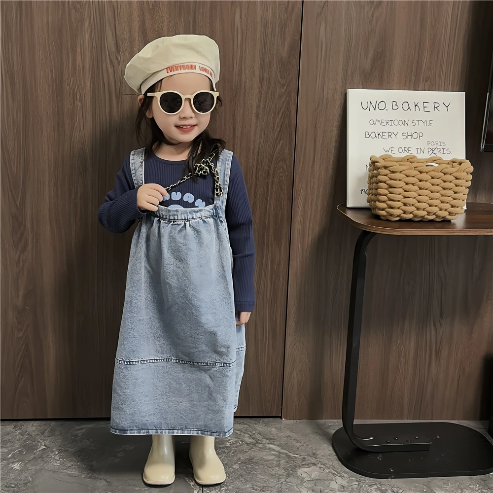 【熙熙TY】女童牛仔裙春秋款女宝春装韩版洋气儿童背带裙两件套套装