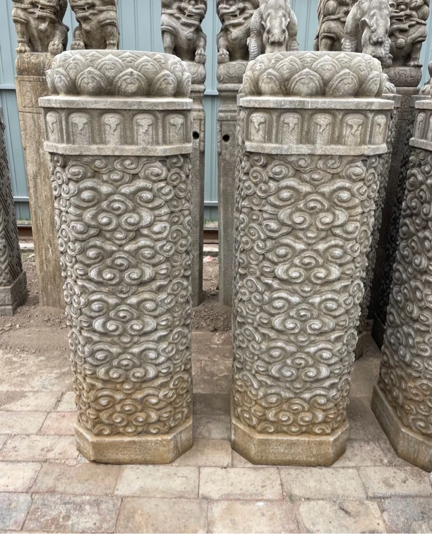 祥云柱，青石，高1.2米直径40面直径30