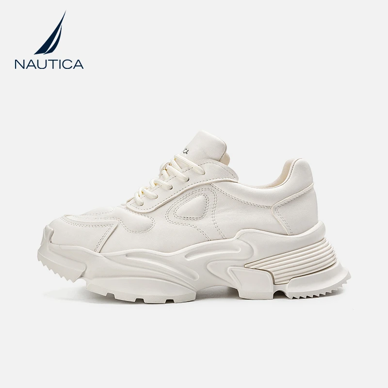 NAUTICA/诺帝卡女鞋情侣款2023新款厚底真皮百搭夏舒适休闲老爹鞋