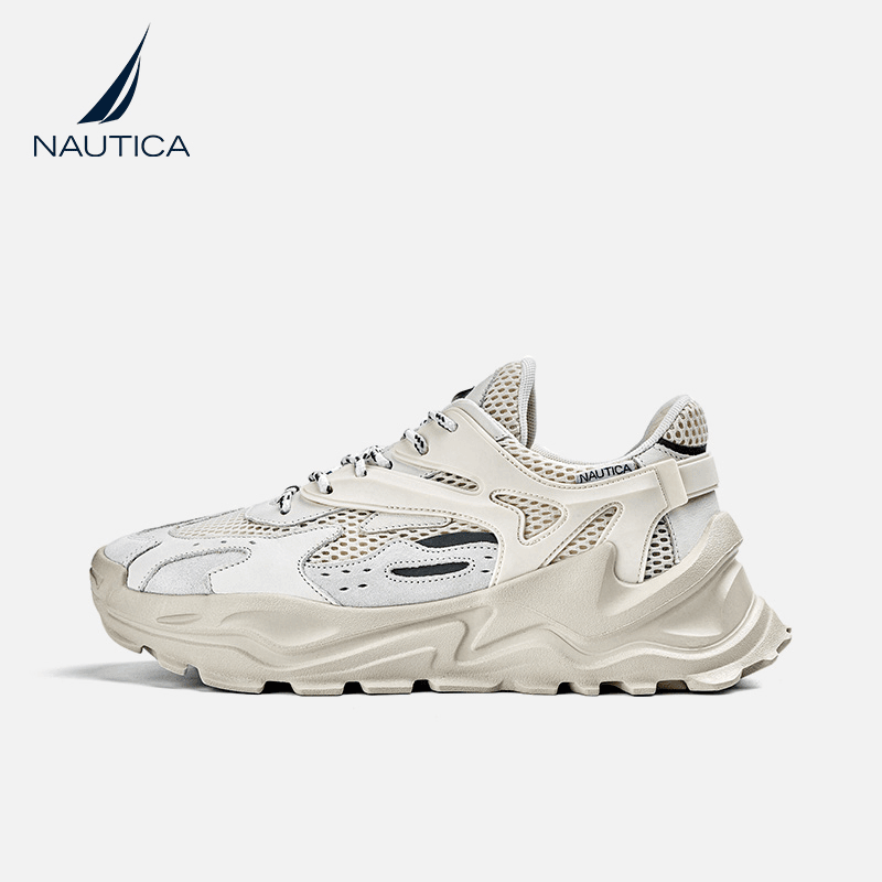 NAUTICA/诺帝卡男鞋子百搭新款2024夏季老爹鞋厚底浅口透气休闲鞋