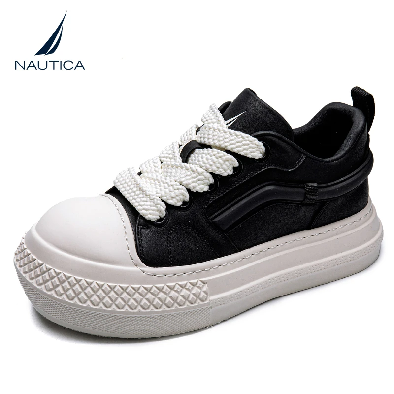nautica/诺帝卡厚底真皮潮流时尚休闲百搭大头鞋潮鞋透气韩版