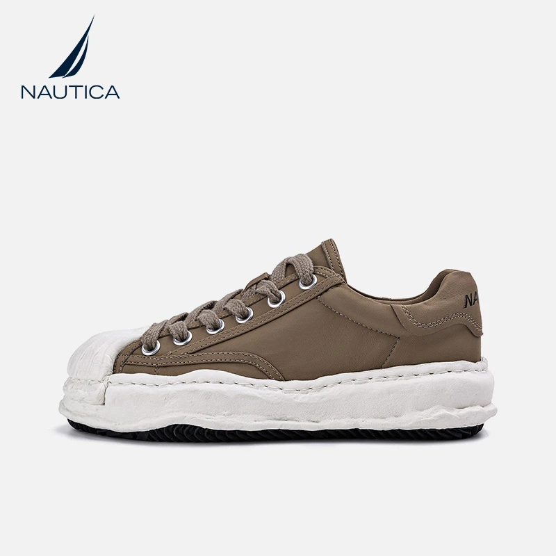 nautica/诺帝卡2024【毛不易同款】全羊皮情侣款百搭潮鞋板鞋厚底