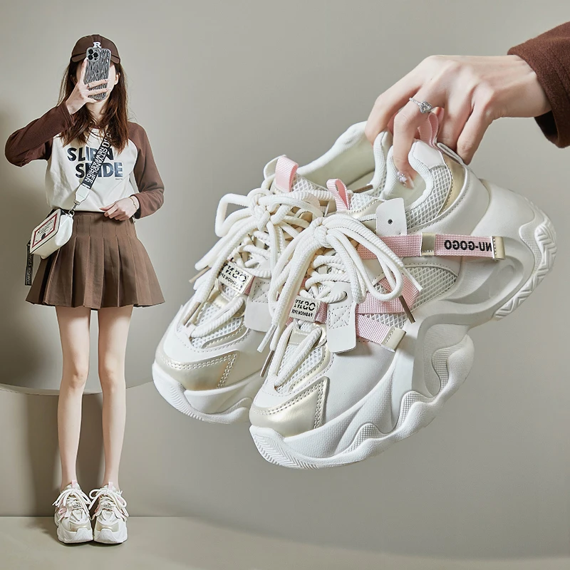 ins韩版老爹鞋女2024春季学生运动跑步休闲鞋增高FB3305-1