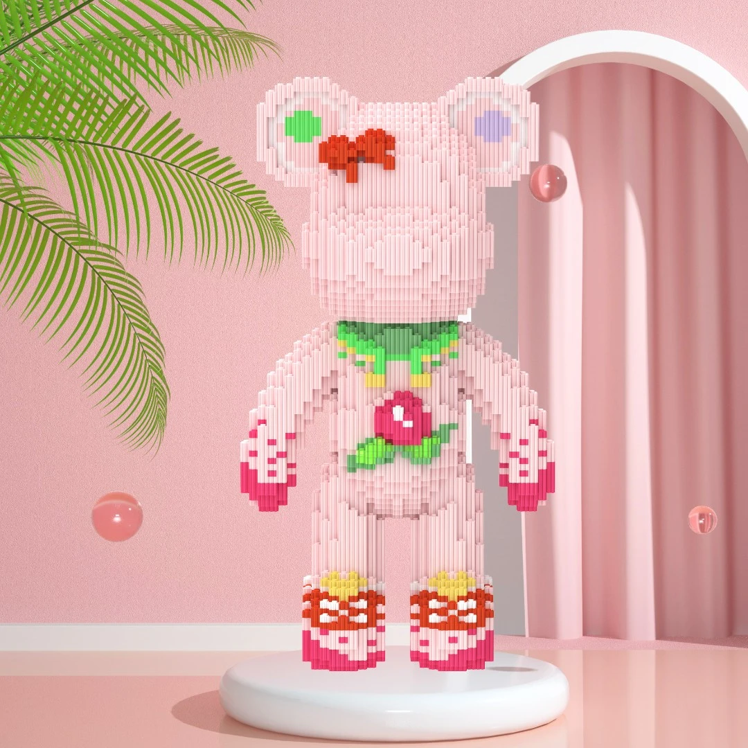 【暴力熊】潮玩拼搭串联式颗粒积木-塔琦蜜桃 H 时尚摆件潮流居家