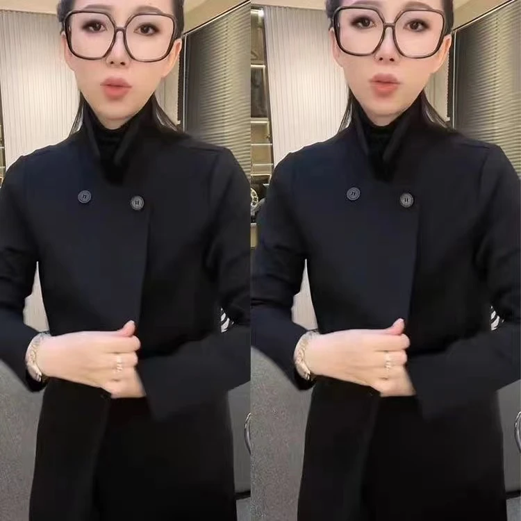 280高级感双排扣风衣女24秋季洋气立领长袖简约百搭中长款风衣女