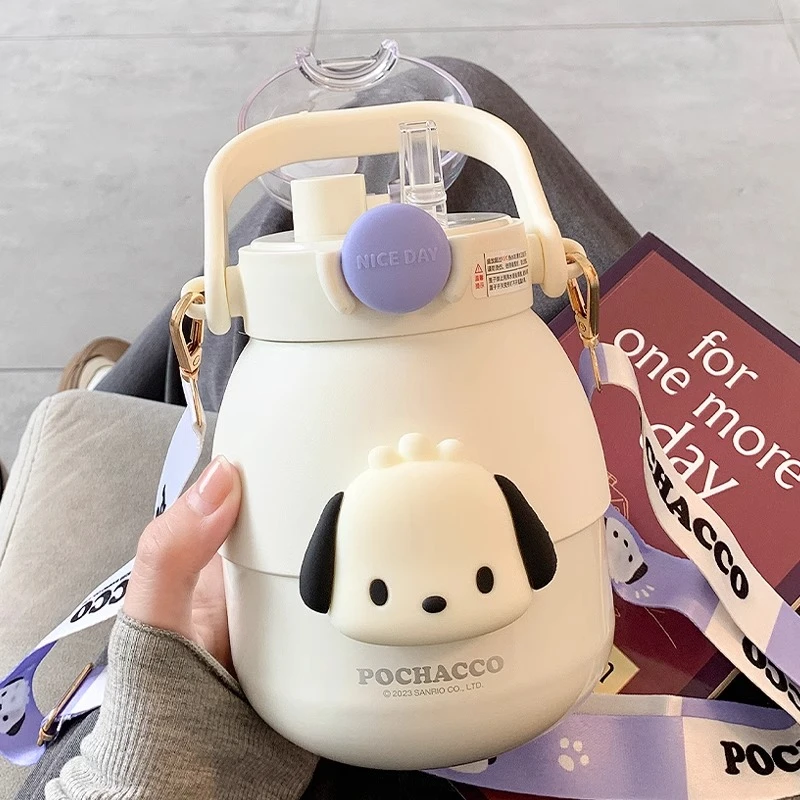 大容量库洛米保温杯316不锈钢吸管大肚水杯儿童学生可爱双饮水壶