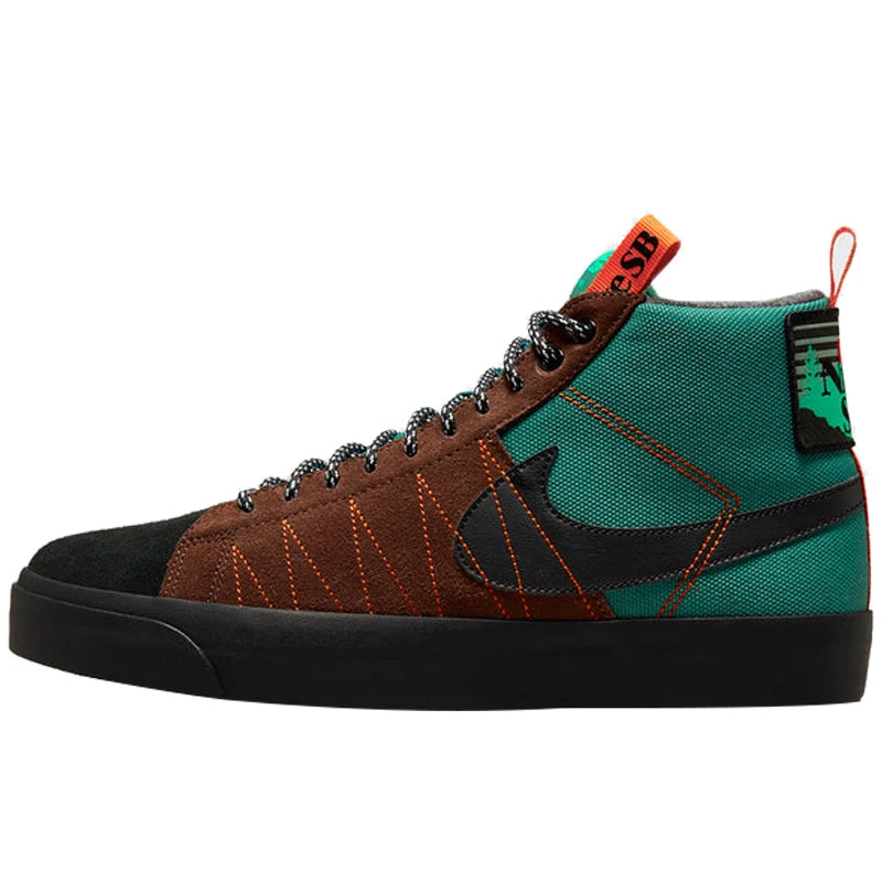 Nike blazer mid SB zoom prm 男款黑棕绿拼接中帮板鞋dc8903-300