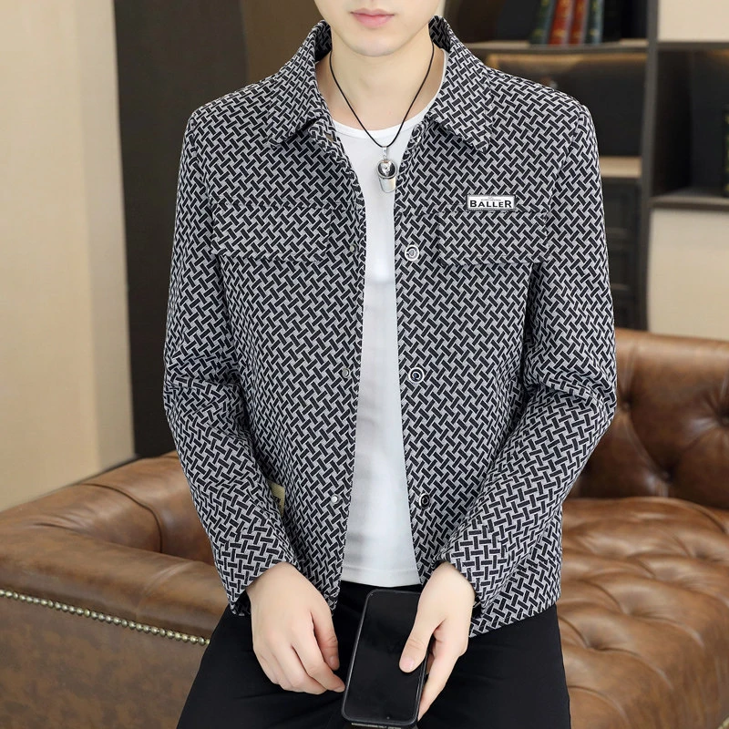 2025春秋新款夹克男士外套时尚休闲短款上衣时尚潮流翻领修身夹克