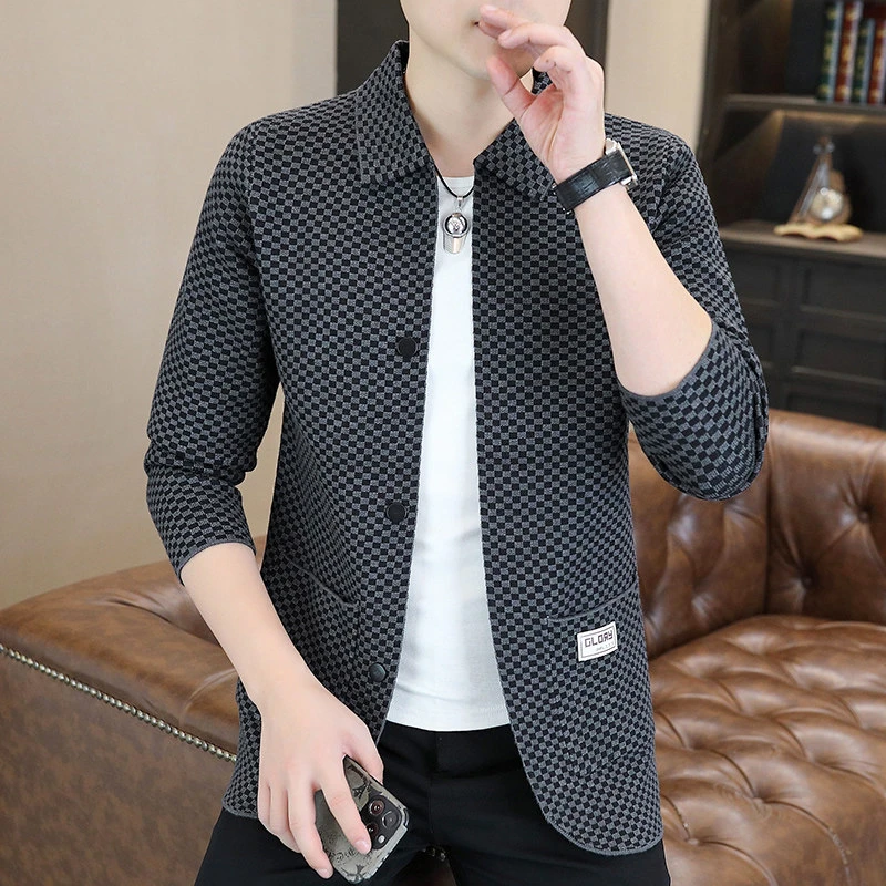 新款热卖2024男士秋季时尚宽松常务休闲简约秋冬开衫外套上衣夹克