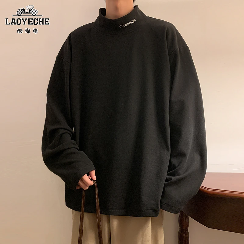 老爷车春秋男士卫衣德绒半高领打底衫新款内搭长袖T恤潮流上衣服