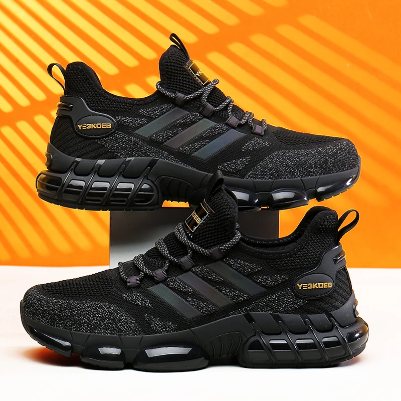 YE3KOEB2023秋冬季时尚男鞋气垫运动鞋男士飞织鞋跑步鞋软底防臭