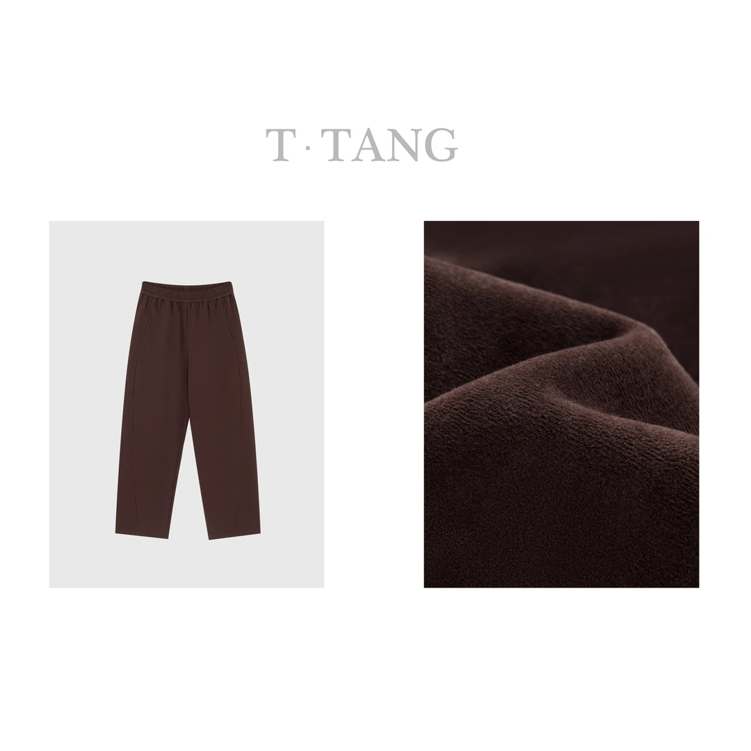 秋冬斜纹棉弹力加绒面料时尚休闲宽松百搭保暖直筒休闲裤【6726】mj