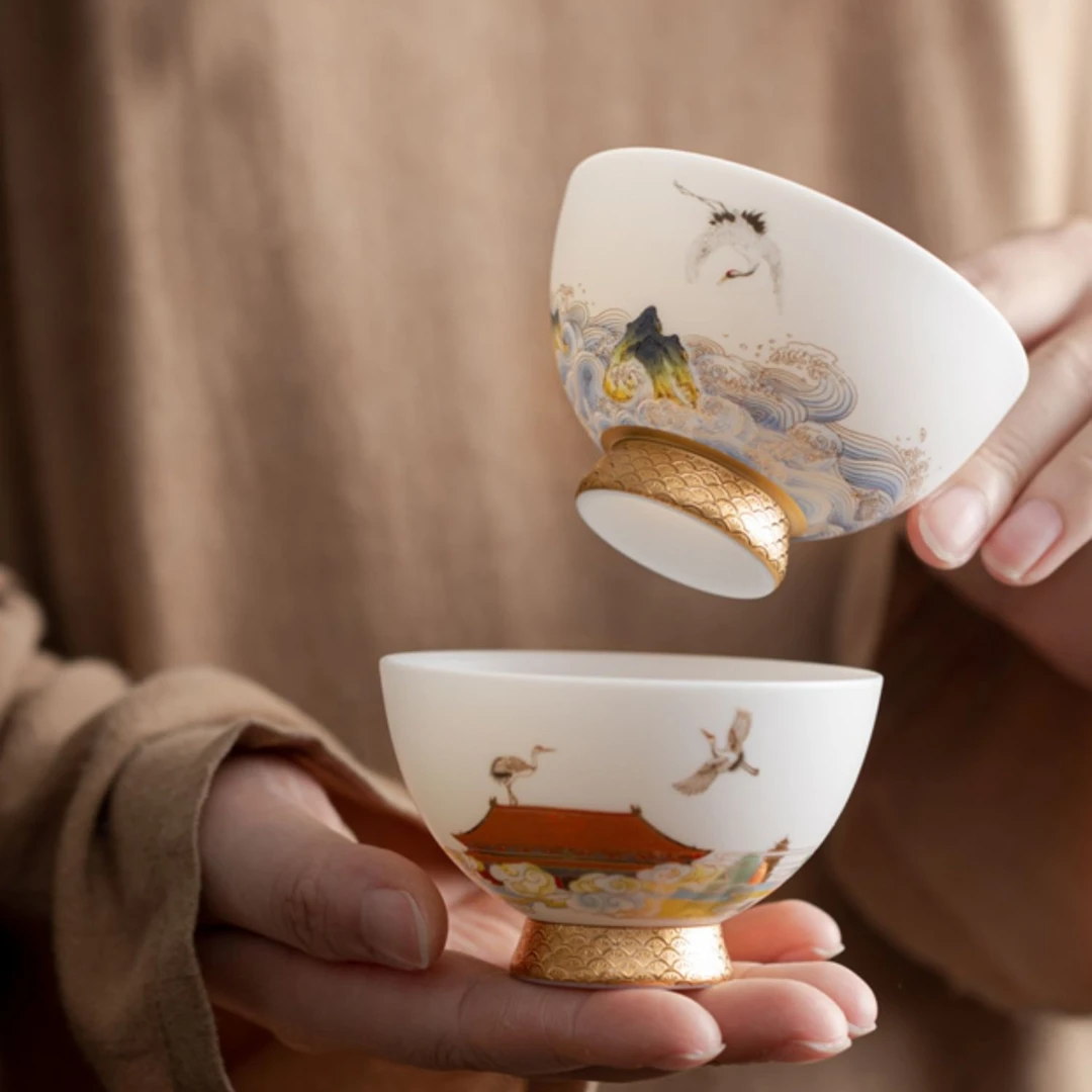 渡景山房 妙色清欢紫气东来 品茗杯主人专用高级茶杯对杯