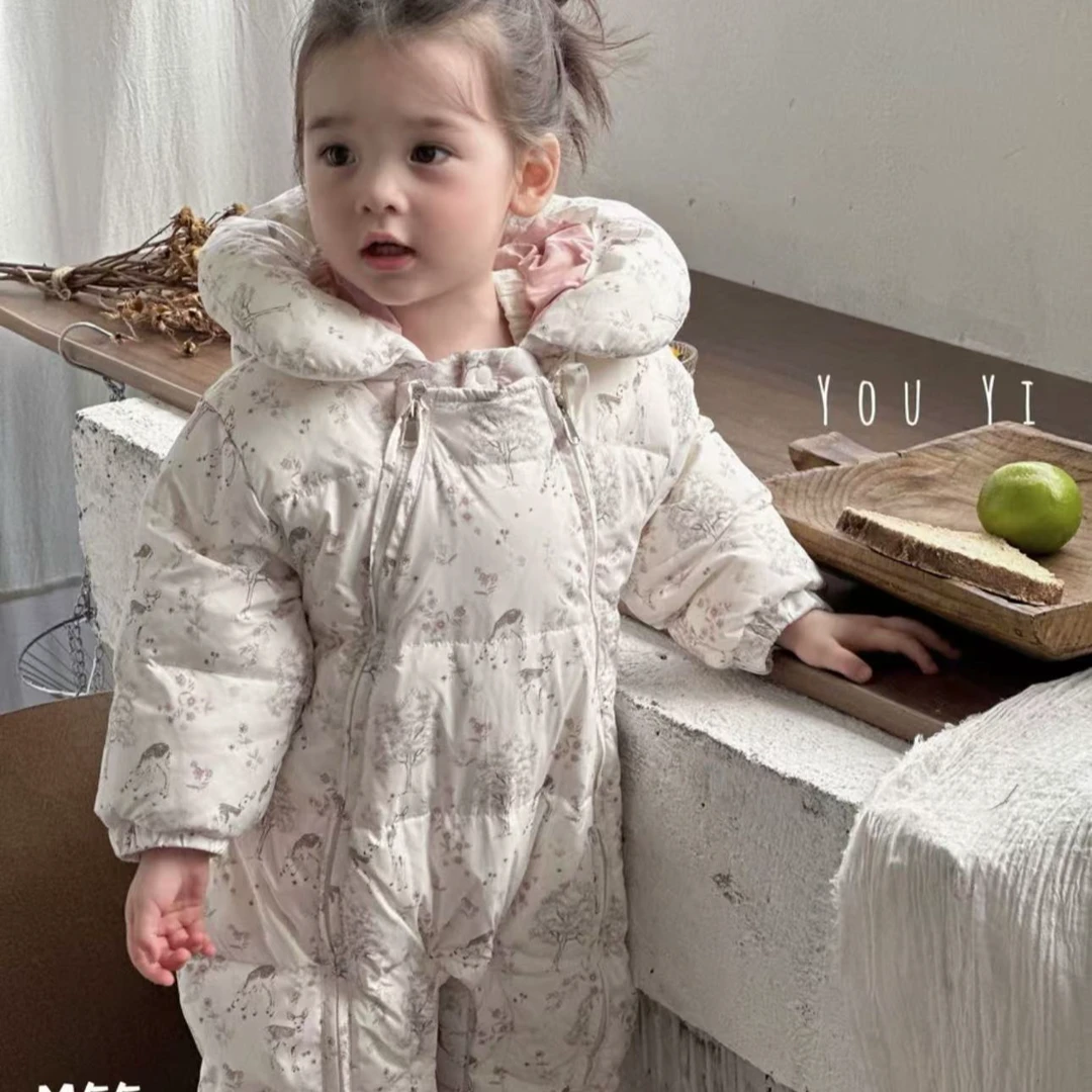 小乖家新款小鹿双拉链羽绒连体衣