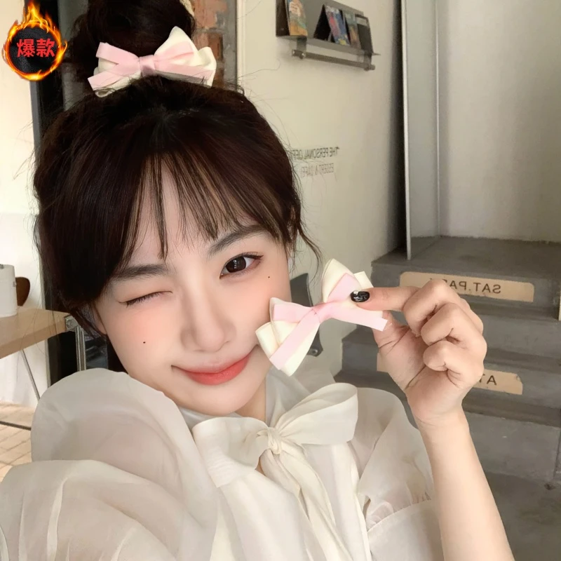 法式甜心少女蝴蝶结发夹公主头韩系边夹侧边夹双马尾秋日网红爆款
