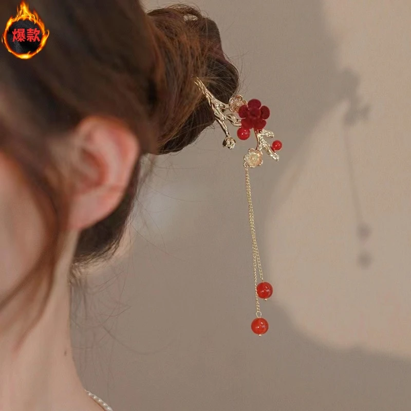 妍媛古风木簪流苏步摇新中式发簪汉服旗袍高级感簪子秋日网红爆款