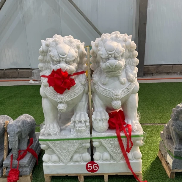 石雕青石汉白玉石狮子一对大门口看门门口家用摆件