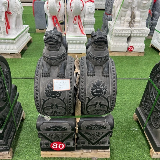 石雕仿古抱鼓石门墩做旧青石貔貅麒麟小象抱鼓石石鼓门鼓庭院摆件