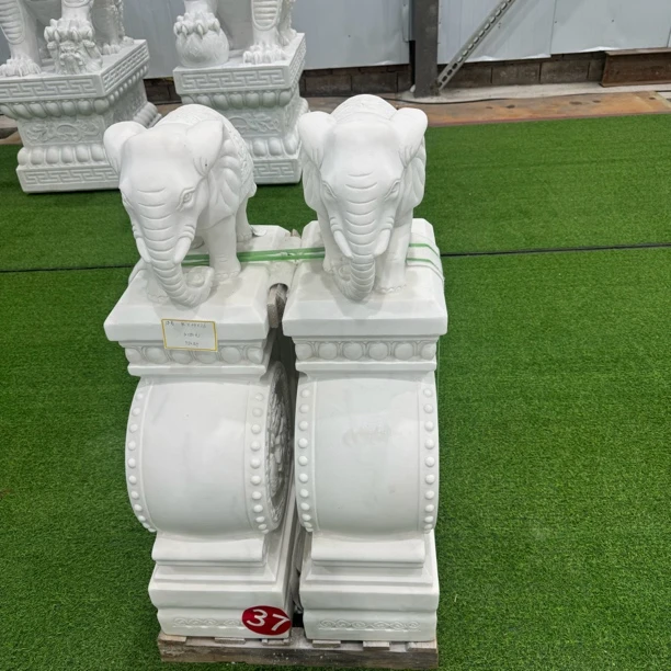 石雕门墩抱鼓石一对汉白玉石鼓大象青石定制别墅庭院门口摆件