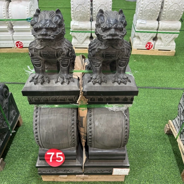 青石石雕门墩抱鼓石一对石鼓青石仿古小象貔貅麒麟家用石雕摆件