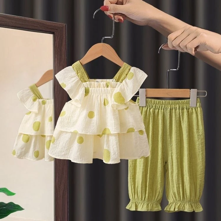 女童套装夏装2024网红新款小女孩韩版休闲两件套洋气夏季婴儿薄款