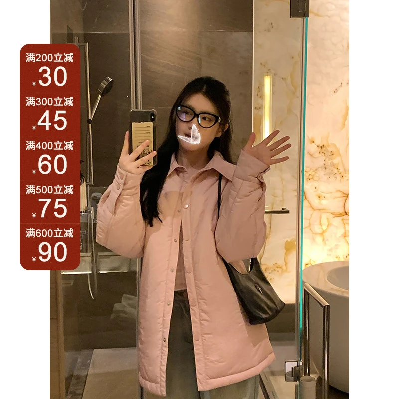 王少女的店【现】粉色韩版通勤宽松冬季上衣保暖情侣外套 Y12758S34