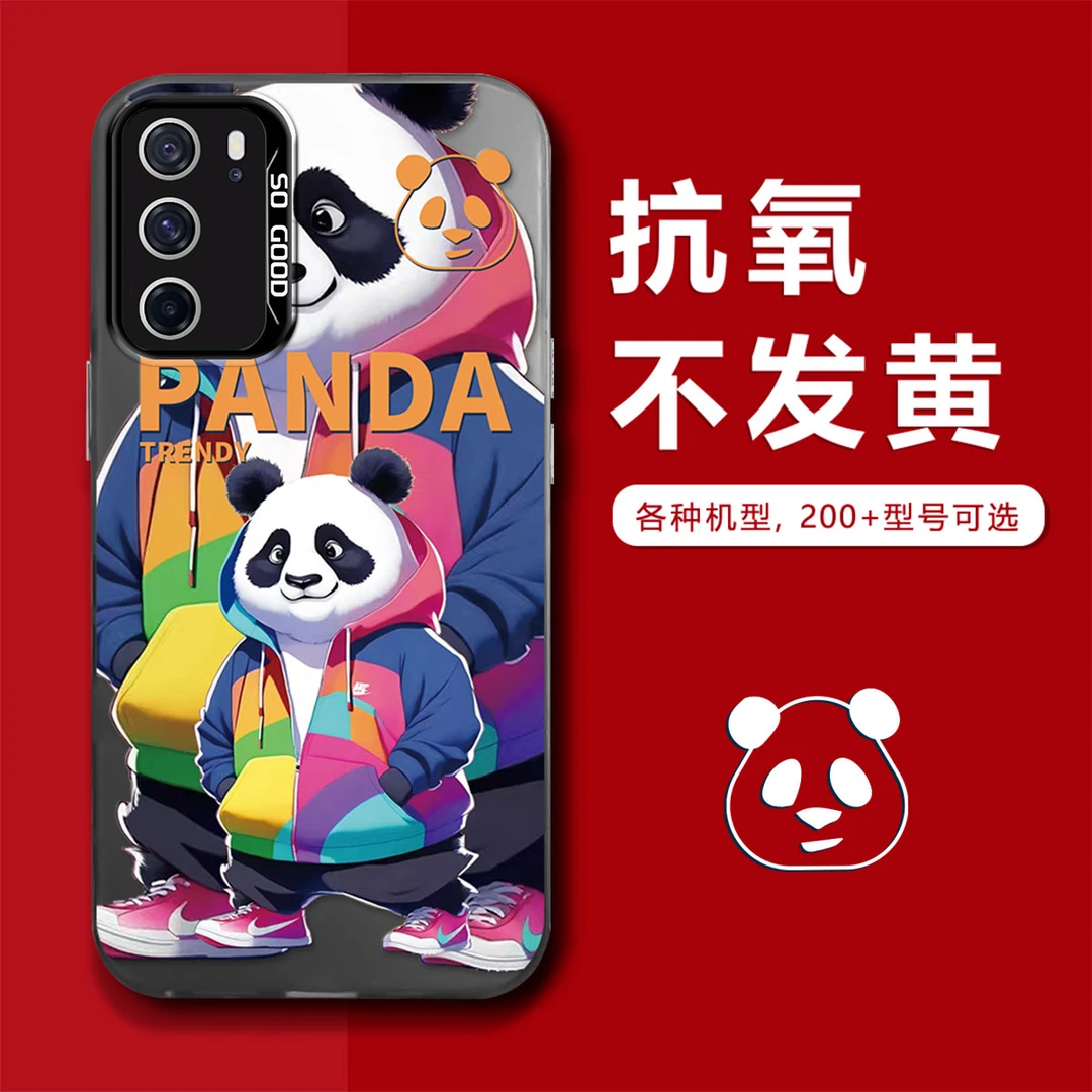 OPPORENO6PRO新年潮流熊猫创意高级感电镀壳潮牌个性防摔手机壳