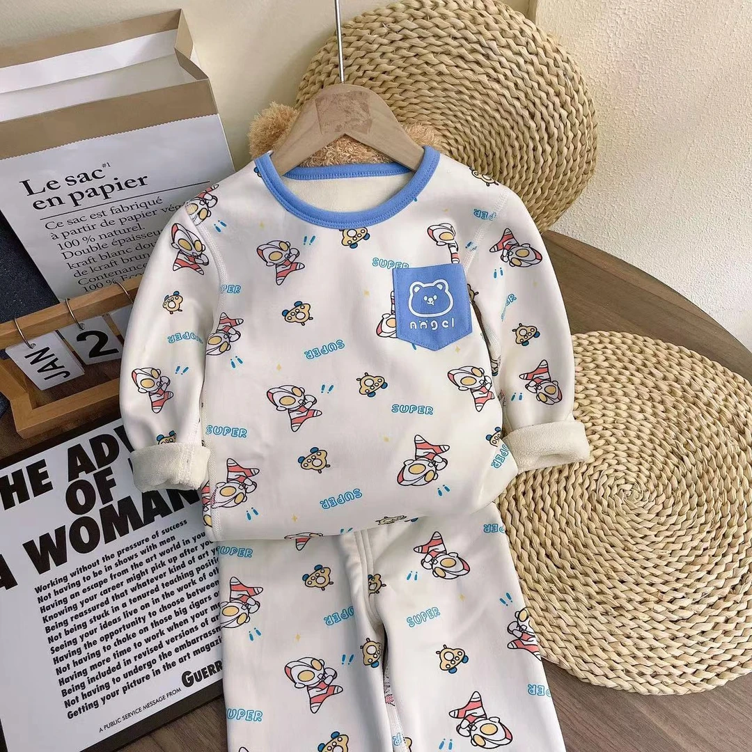 【自营｜加厚樱花绒 无骨缝合】儿童冬季家居保暖套装240712007