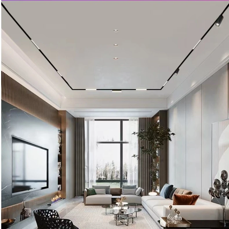 磁吸轨道灯设计组合套餐客厅卧室无主灯照明嵌入式led线灯无边框