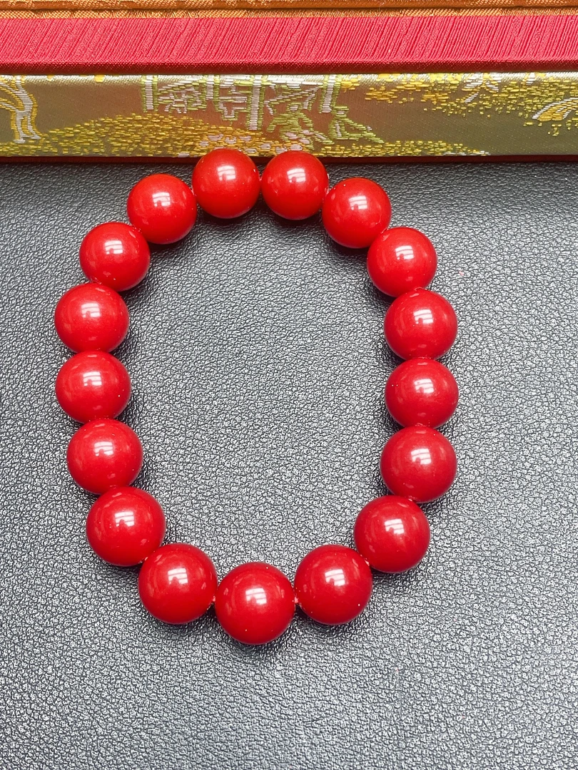 红色12mm圆珠手链Q499