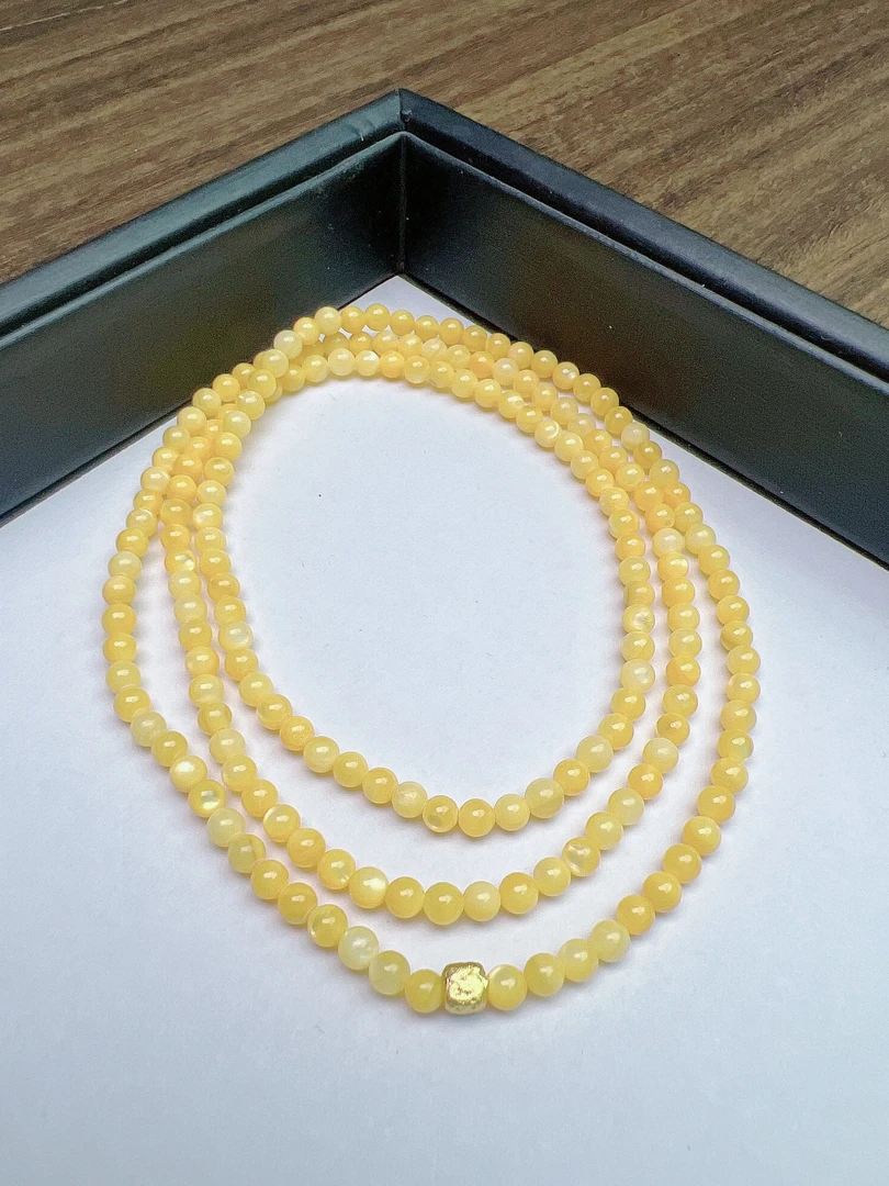 黄色4mm小眯数DIY项链Q543