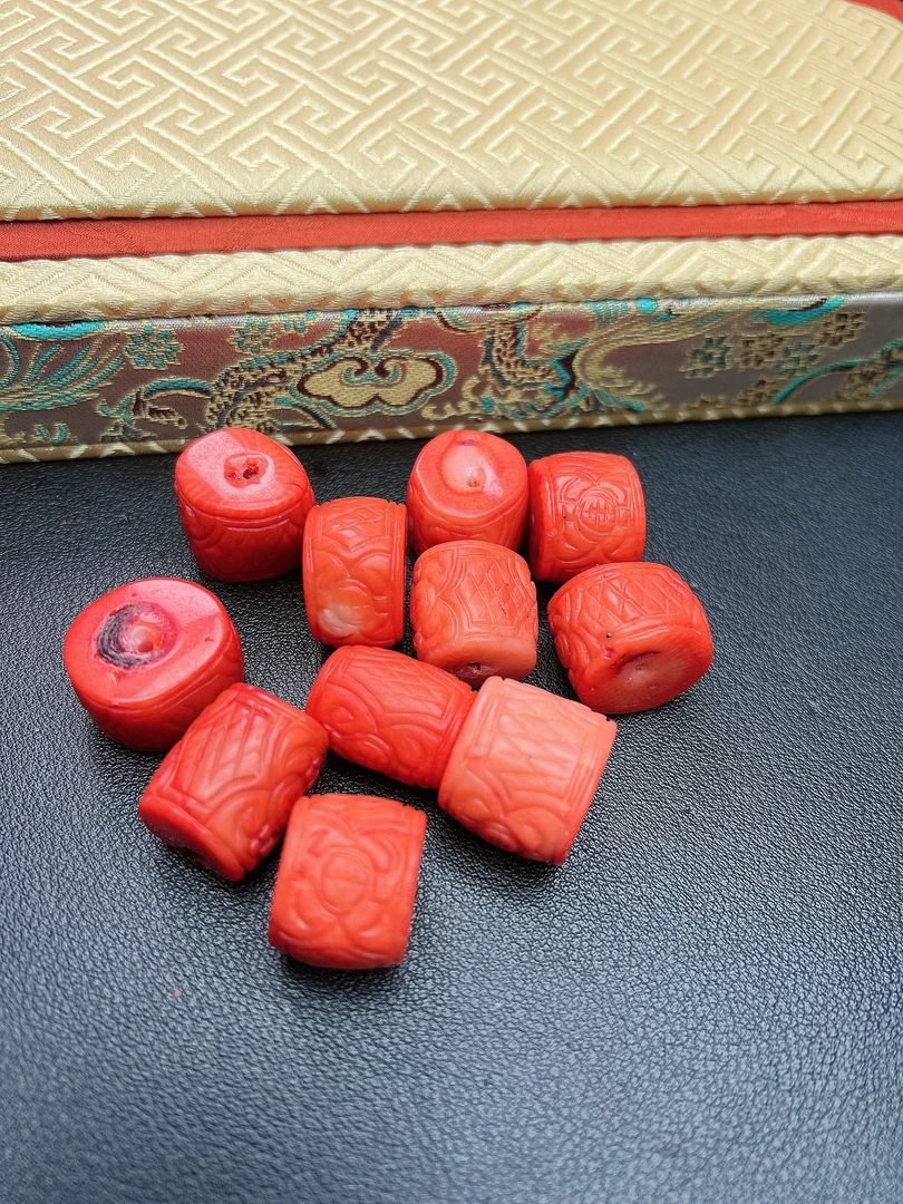 红色雕刻桶珠DIY散珠Q786(多样性发其一）