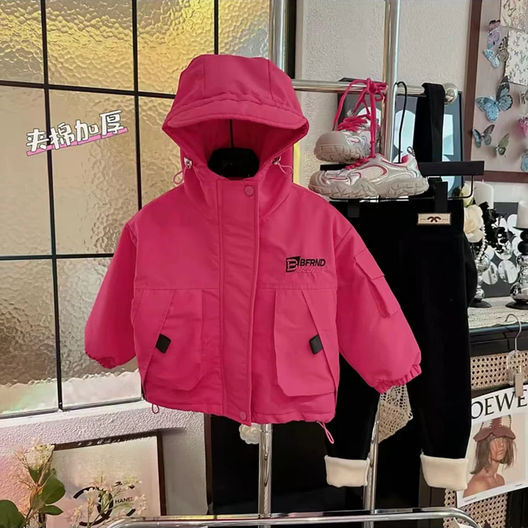 女童加绒外套冬装2024新款儿童秋冬款夹棉加厚冬季棉服上衣潮