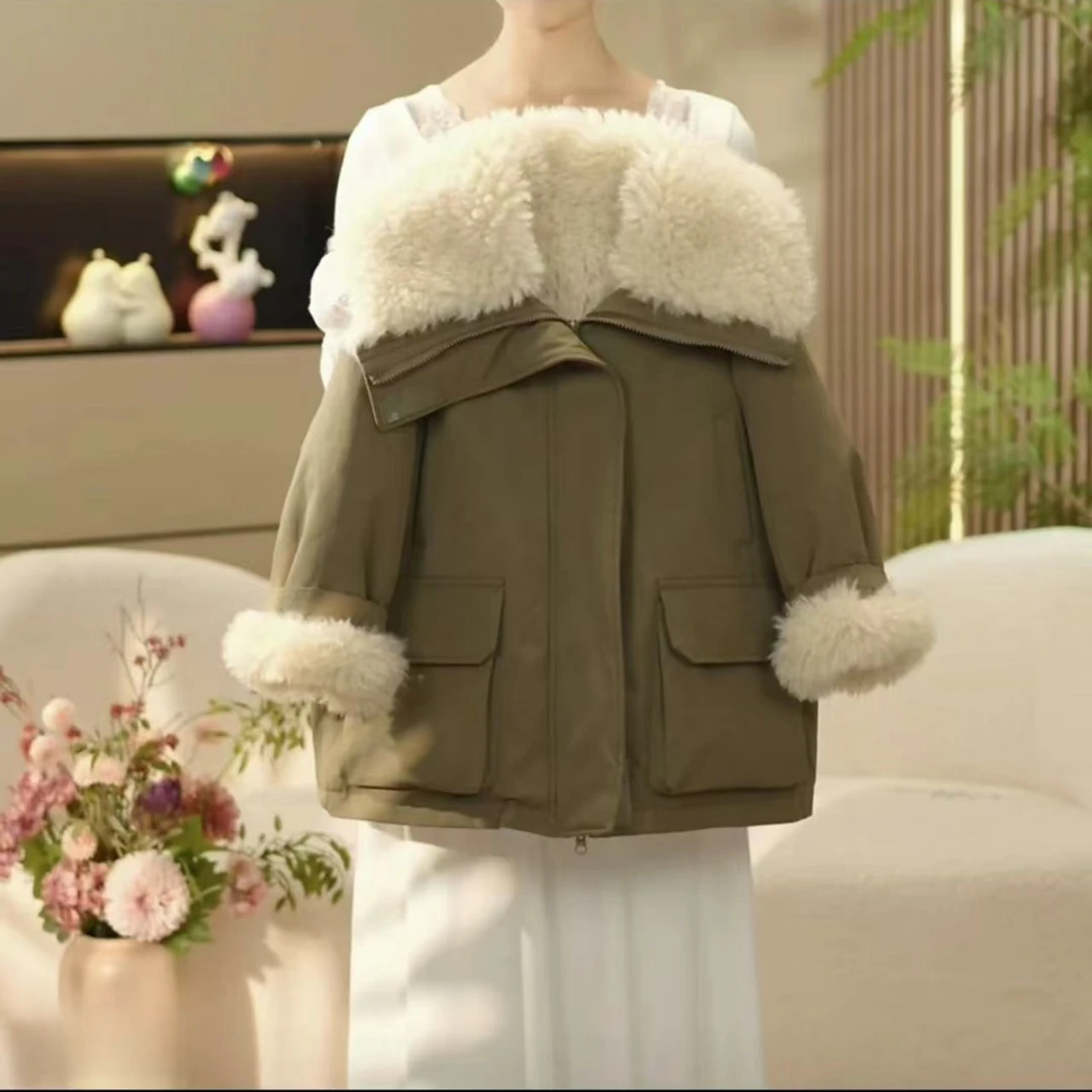 女童2024年新款加绒韩版设计师款棉衣冬季加厚连帽保暖