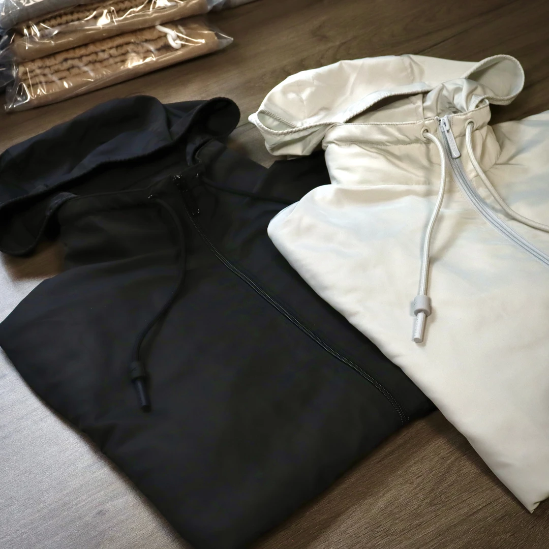 男装时尚纯色百搭宽松拉链连帽夹克外套休闲户外