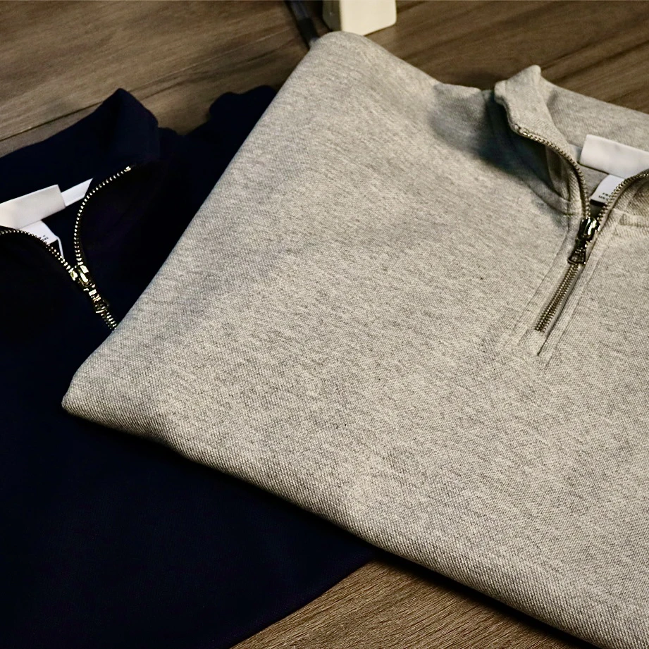 秋冬半拉链灰色2024热卖新款男装纯色翻领纯卫衣1.927自主款