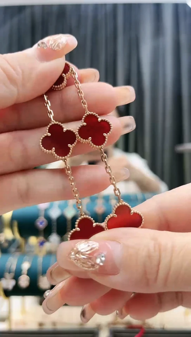 【闪购商品】玛瑙/玉髓手链18K金镶嵌K红 15mm红色五花花