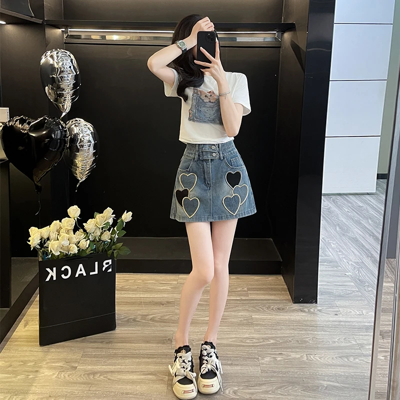 韩版多巴胺穿搭时尚夏季新款女装减龄短袖短裙裤短袖薄款潮