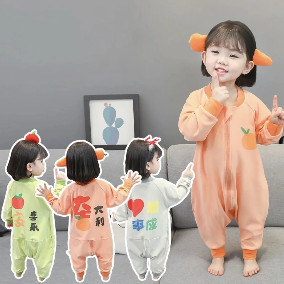 【萱萱妈婴童屋】儿童连体睡衣春秋宝宝防踢连体衣家居服
