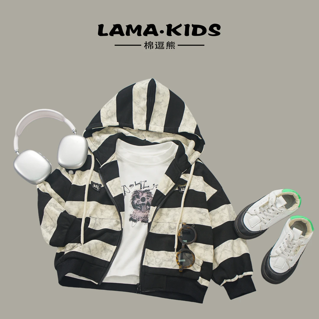 【棉逗熊品牌秋季】2024男童韩版酷帅休闲中小童套装-11140-A08