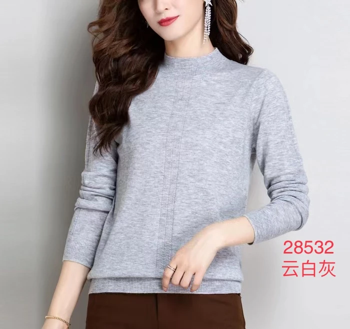 半高领女士精纺羊毛衫