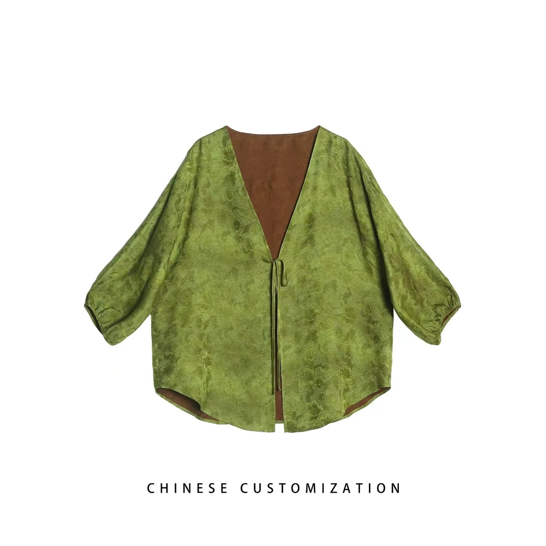 真 丝红云纱 满萝 国风上衣外披24LY377