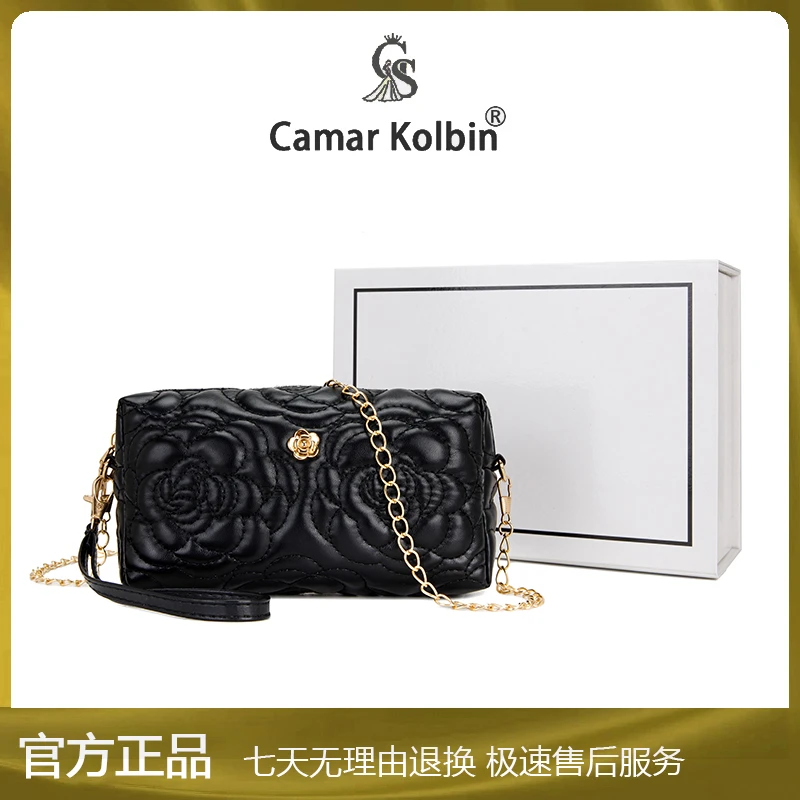 秋冬季新款福利时尚潮流百搭黑玫瑰花卉气质链条单肩斜挎包h9023