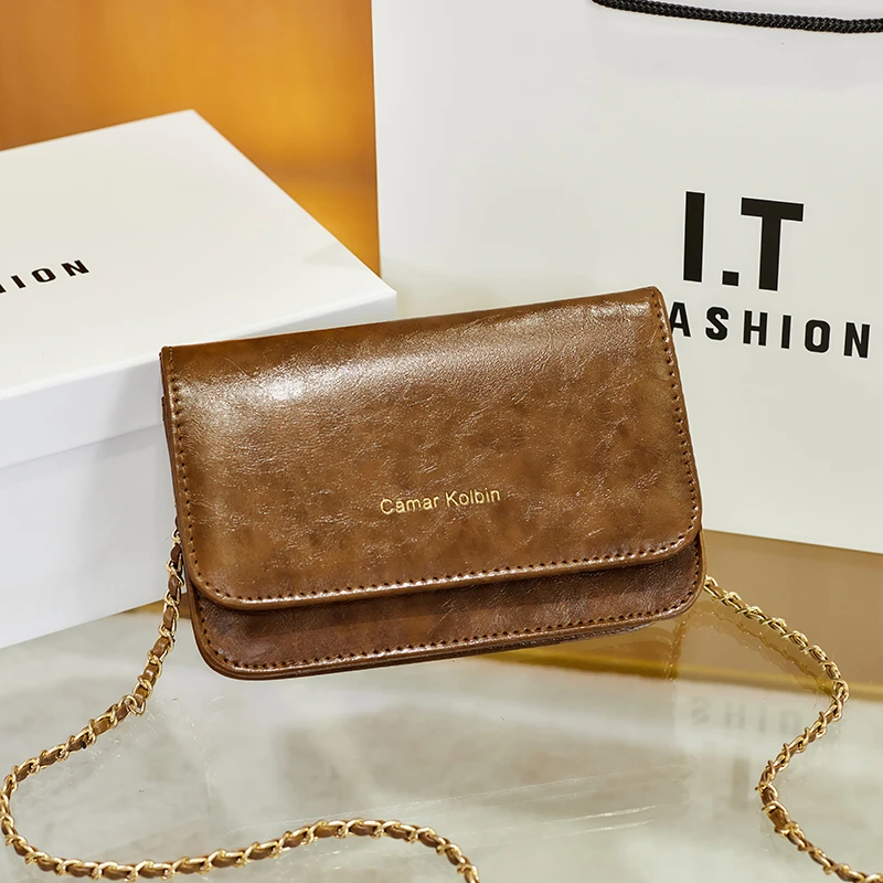 camarkolbin 宠粉专属2024新款轻奢百搭时尚复古斜挎女包H060棕