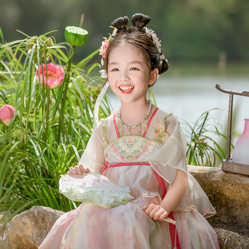 【与夏】女童汉服夏季2024新款宝宝中国风古装超仙改良襦裙儿童汉服