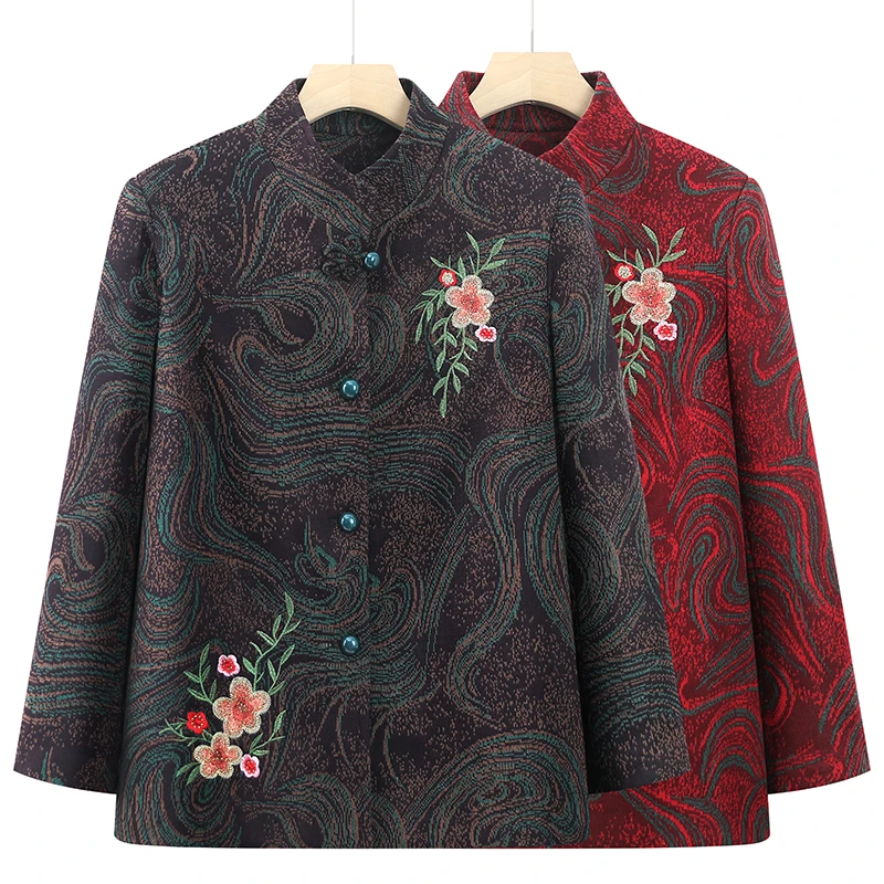 中老年装春秋款外套春秋妈妈装长袖上衣婆婆开衫外套