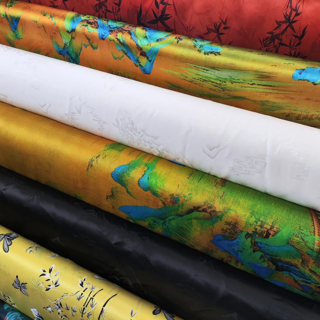 【1号链接】 桑蚕丝香云纱红云纱绸缎布料 国风丝绸面料