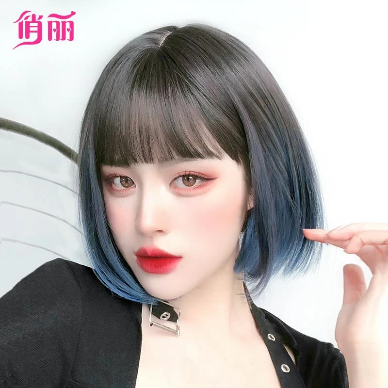 假发女短发自然bobo全头套式仿真人发丝波波头网红lisa同款假发套