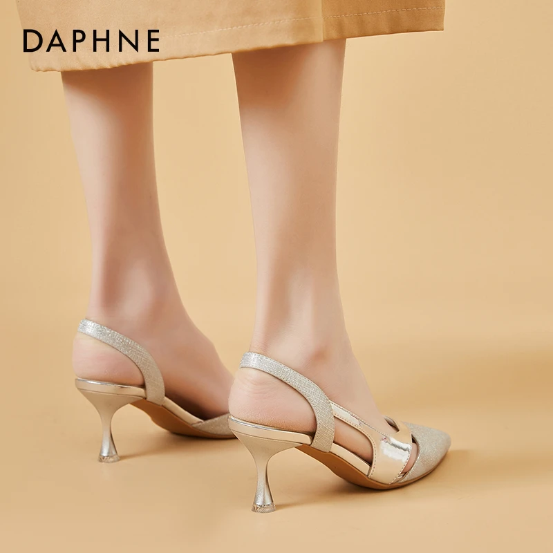 达芙妮法式轻奢气质高跟鞋女款2025夏季新款厚底尖头细跟小众凉鞋